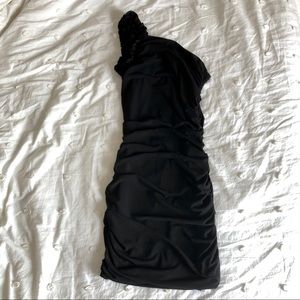 Black one shoulder ruffle dress: size medium